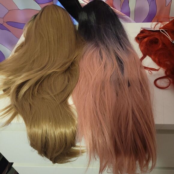 Cosplay Rockstar Wigs lot of 3 Drag Queen Costume Halloween Ariel Mermaid Disney - Picture 8 of 16